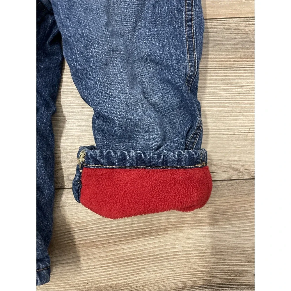 OLD NAVY BABY BIB OVERALLS SIZE 2T MOS DENIM JEANS‎ FLEECE LINED